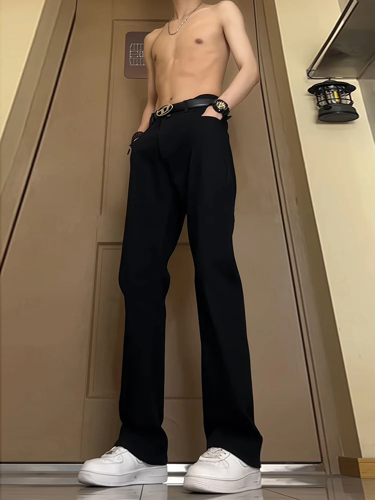 

Elastic Soft Bla Denim High Waist Men's Summer Thin Blade Vibe Pants Long Straight Tube Jeans Youth Trend Wear Resistant