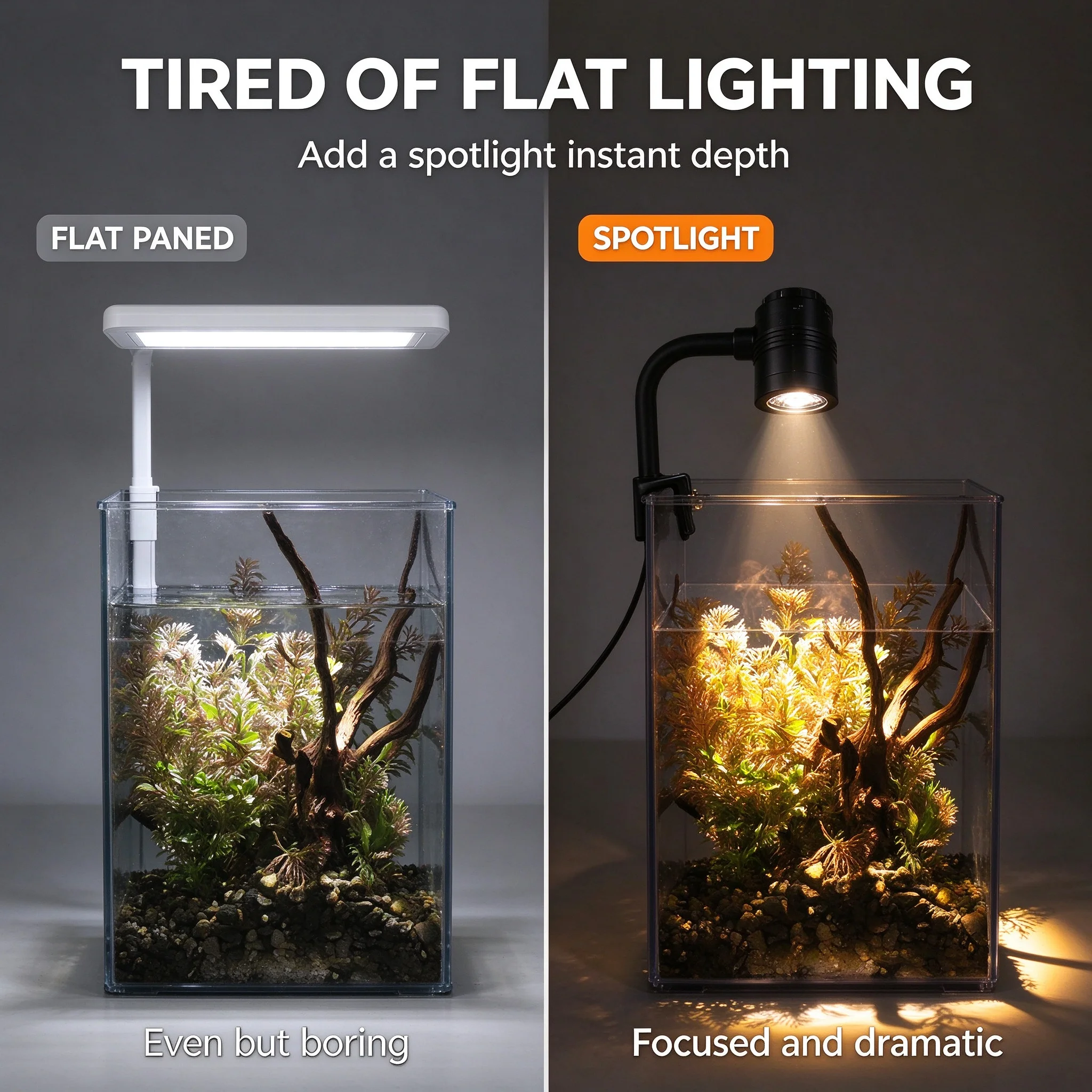 Mini LED Clip-On Fish Tank Light Square Tank Compatible Small Spotlight for Ornamental Landscape Lighting Native Tanks