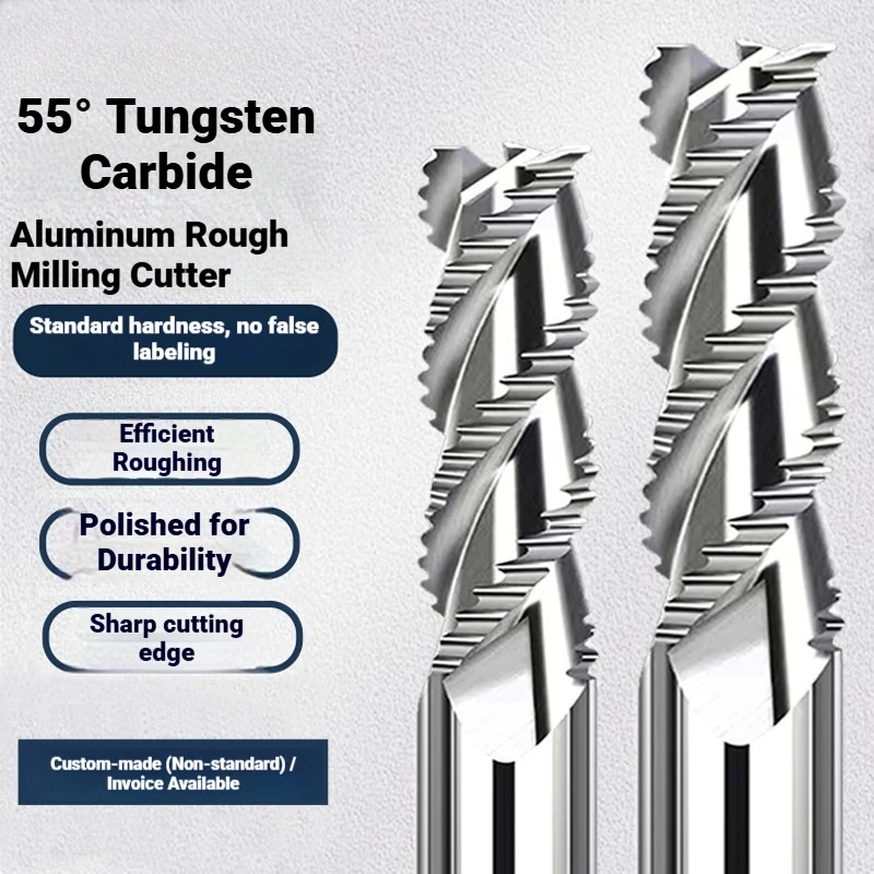 HRC55 3 Flutes Roughing End Mill 3 4 5 6 8 to 20MM Carbide Milling Cutter For Aluminum Wood Copper Plastic