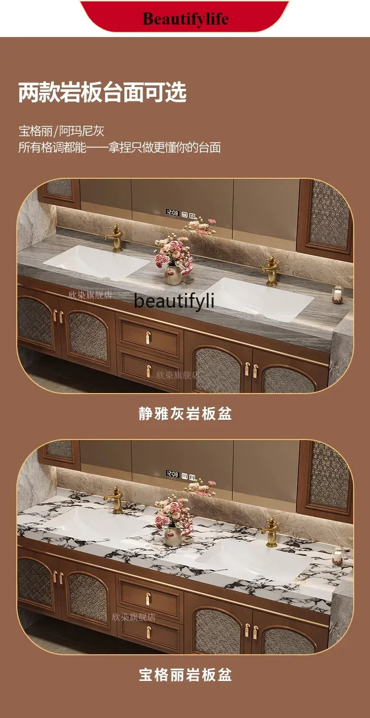 

A185 Stone Plate Seamless Ceramic Whole Washbin Bathroom Cabinet Bathroom Solid Wood Hand Washing and Washing Inter-Platform Bas