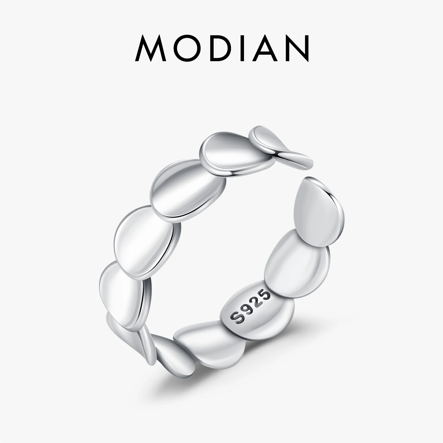 MODIAN 925 Sterling Silver Geometric Mirror Fashion Stackable Adjustable Finger Rings For Women Party Fine Jewelry