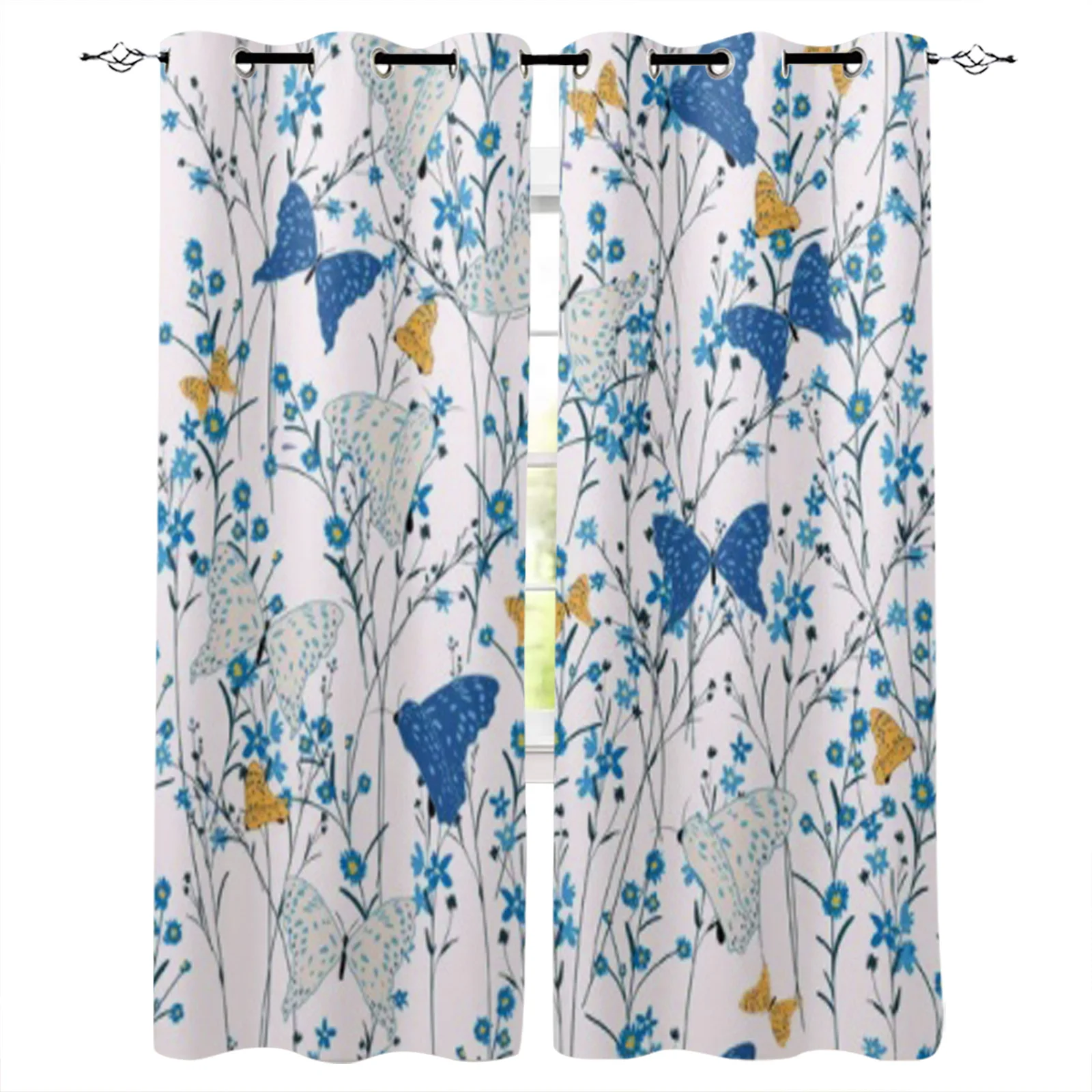 Wild Flowers Curtains For Living Room Decoration Window Blind Cloth Bedroom Kitchen Curtain For Home