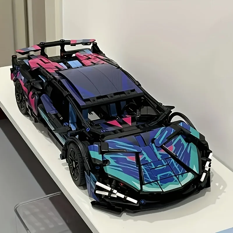 1635 قطعة سلسلة التكنولوجيا الكلاسيكية سايبر نمط سباق السيارات اللبنات مدينة العلامة التجارية الشهيرة Supercar Moc الجمعية لعبة هدية عيد الفصح هدية عيد ميلاد #3