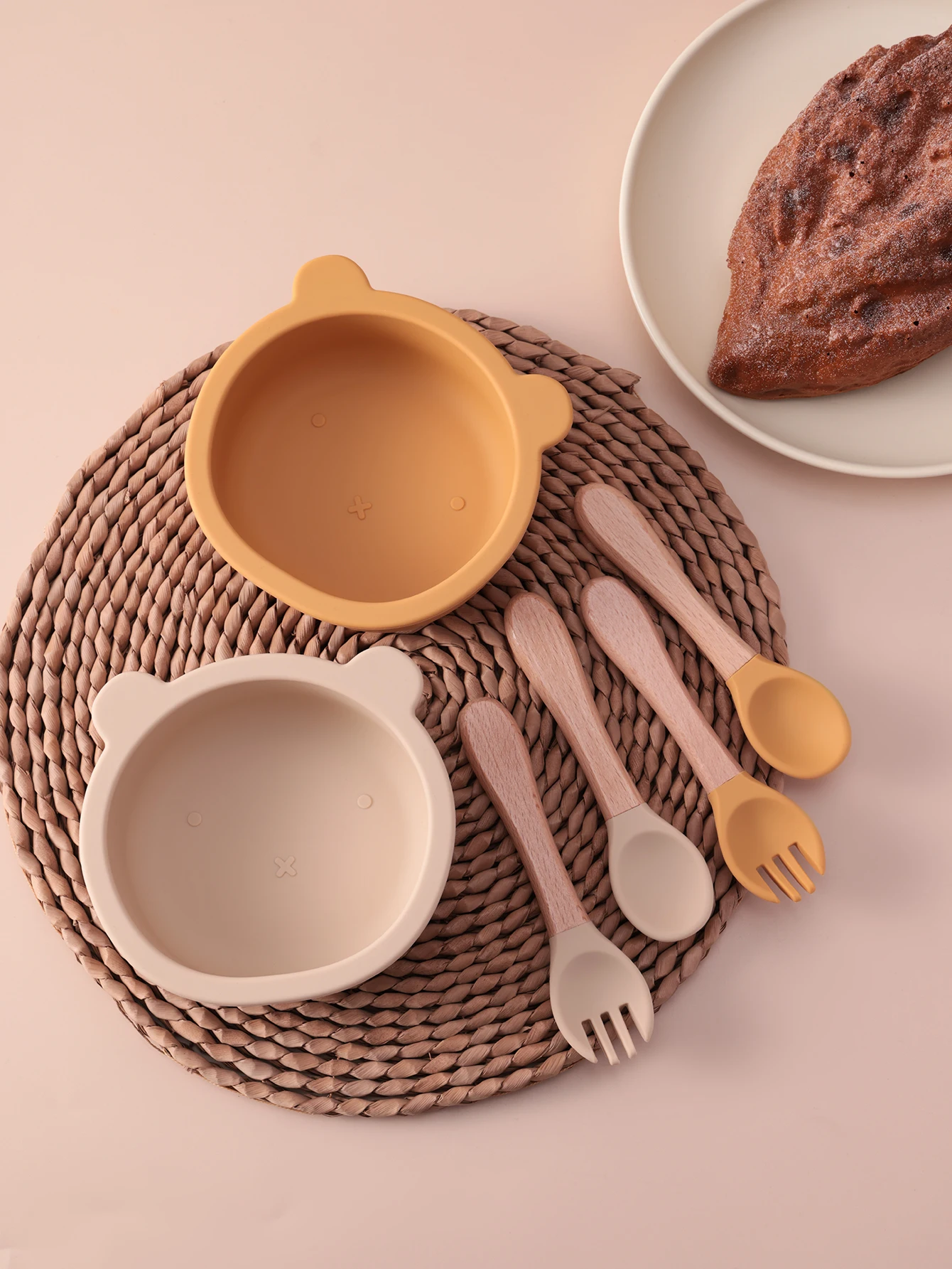 3PCS Baby Feeding Set Suction Bowl  With Spoon Fork BPA Free Tableware For Toddler Kids Dinnerware Utensils Training Baby Stuff