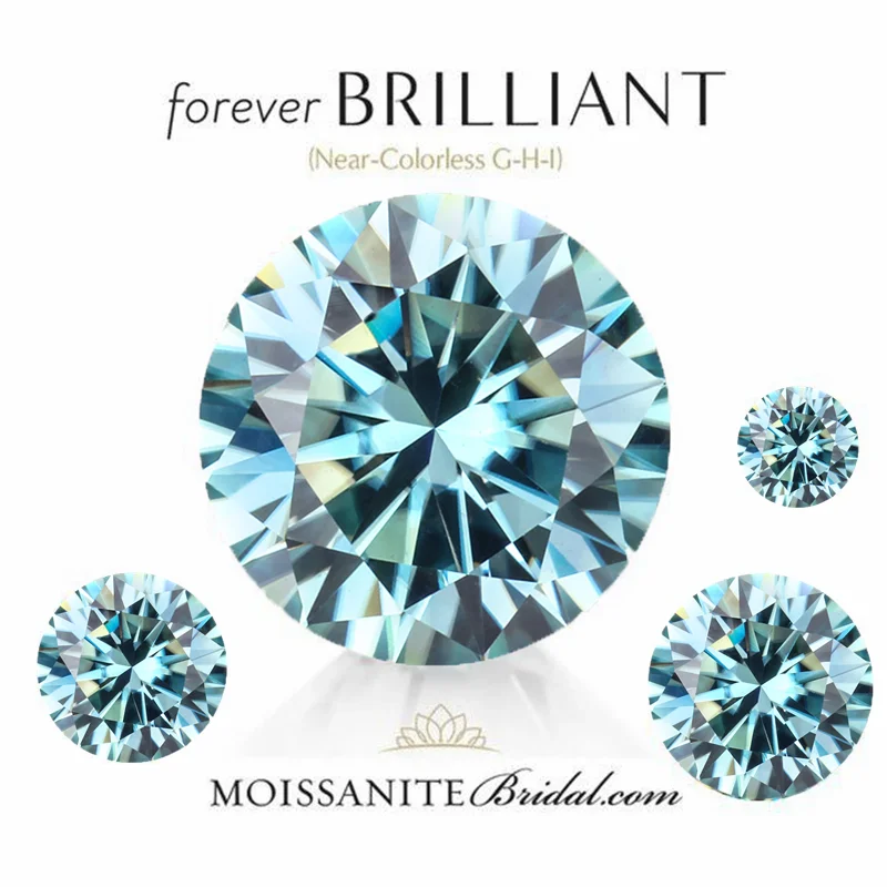 

Moissanite Loose Stone Blue Round Cut Lab Grown Diamond for DIY Advanced Jewelry Making Materials with Report