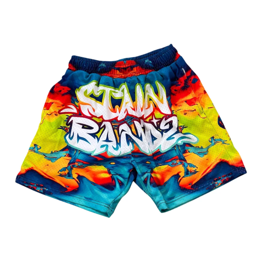 Y2K Retro Hip Hop Street Graffiti Art Psychedelic Visual Design Men's Casual Shorts Summer Beach Shorts Breathable Quick-drying