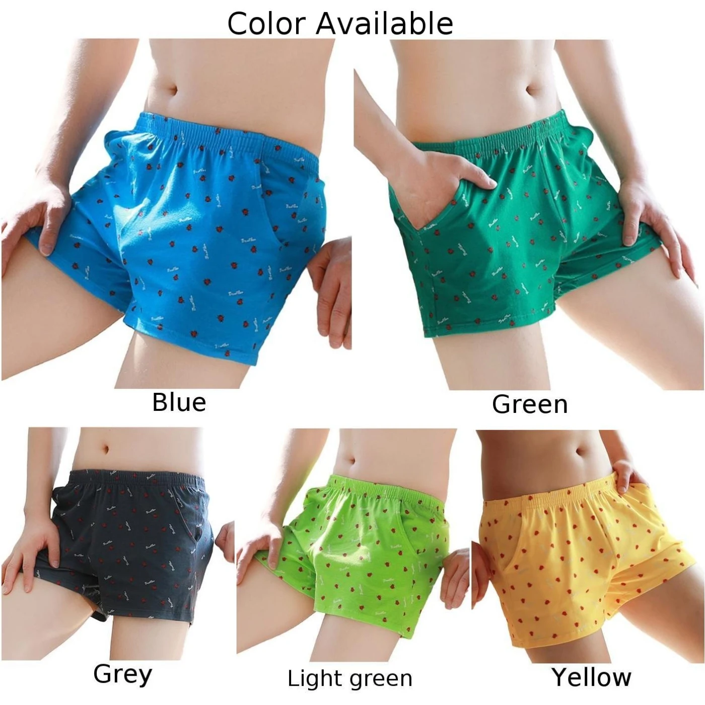 سروال داخلي قطني مطبوع للرجال ، شورت رياضي منزلي ، قيطان نوم ، سروال داخلي داخلي ، امتصاص كبير الحجم