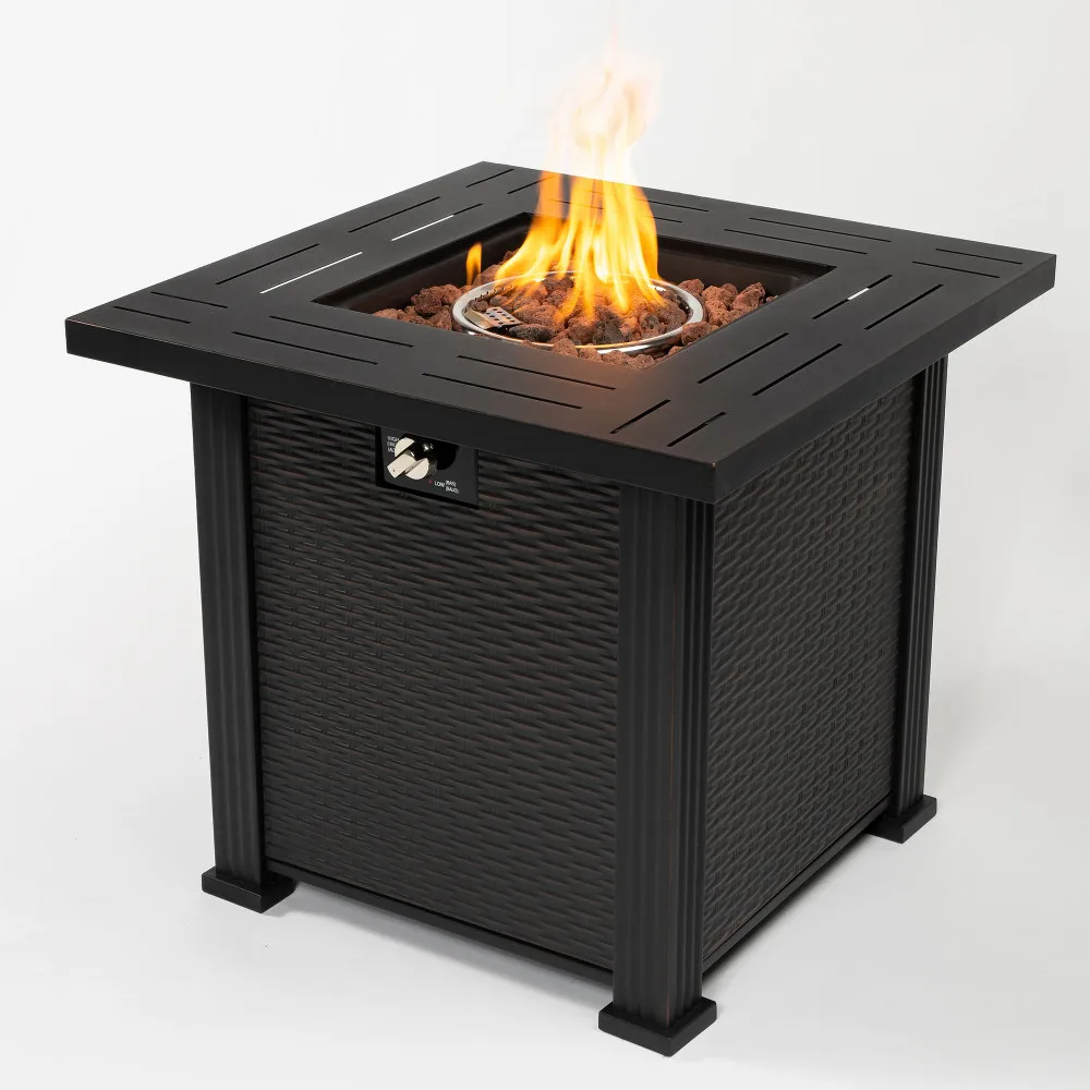 

28inch Square Fire Pit Table Wood Burning Portable Fireplaces for Camping Bonfire