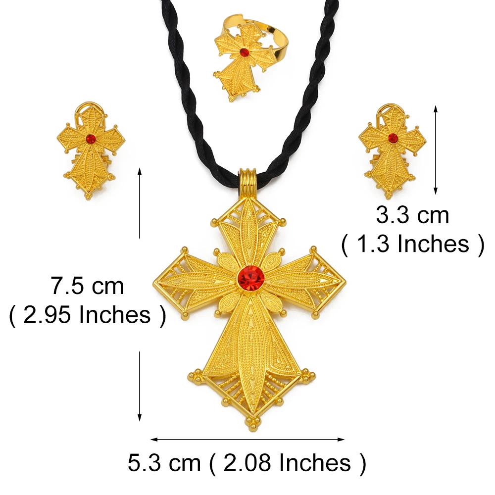 New Arrival Ethiopian Cross Jewelry Sets Habesha Pendant Necklaces Earrings Rings Eritrean Africa Christmas Holiday Gift #205816 image 5