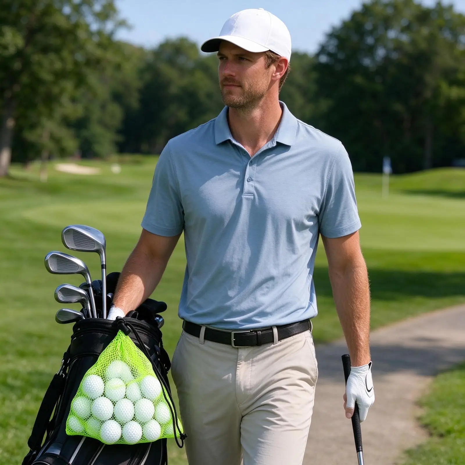 Golf Ball Pouch Portable Training Practice Drawstring Organizer Mesh Bag For Golf Balls For Fathers Husbands Grandfathers Gym