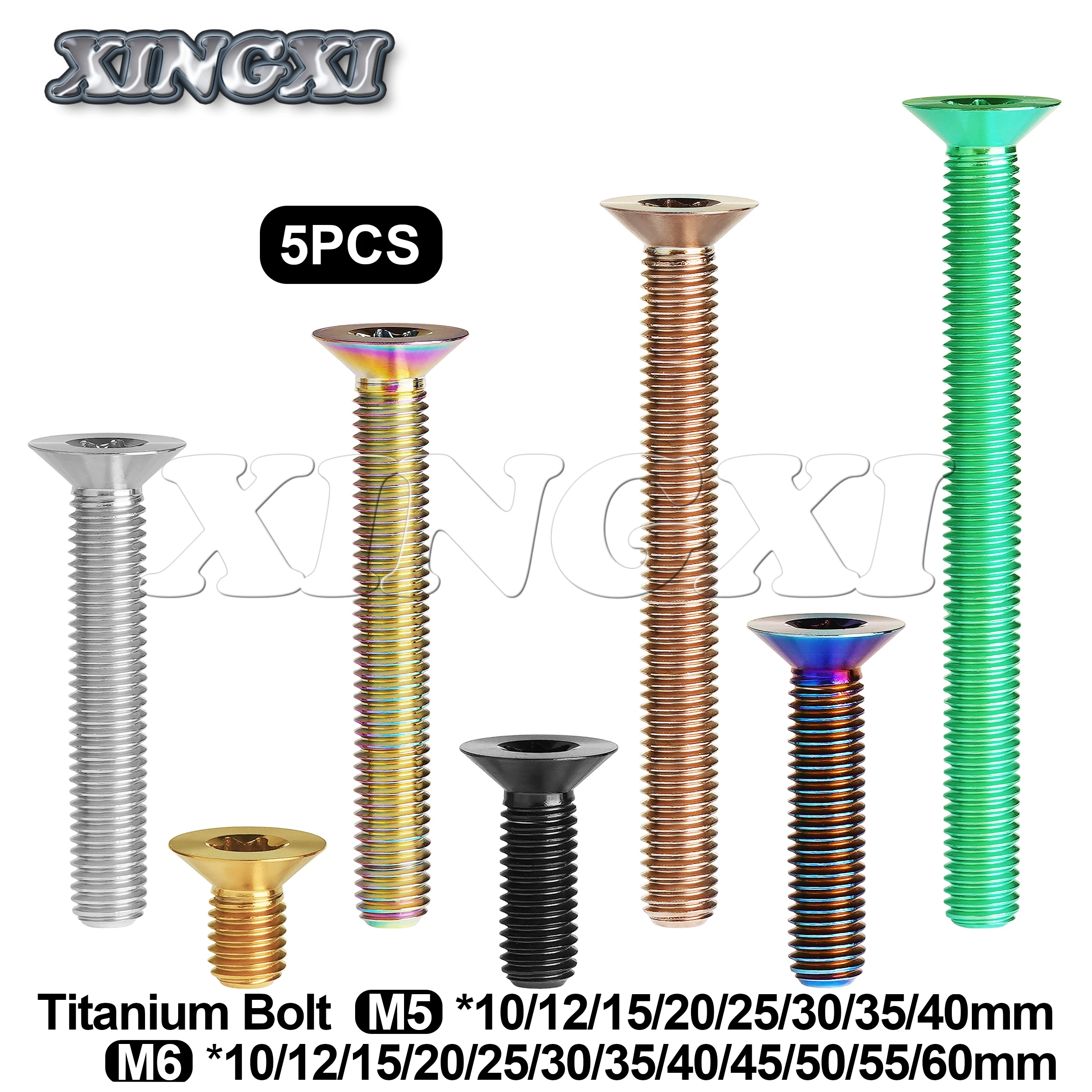 

Титановые болты Xingxi M5 M6x10-60 мм, плоский винт Torx с потайной головкой, тормозной диск для велосипеда, мотоцикла, автомобиля, 5 шт.