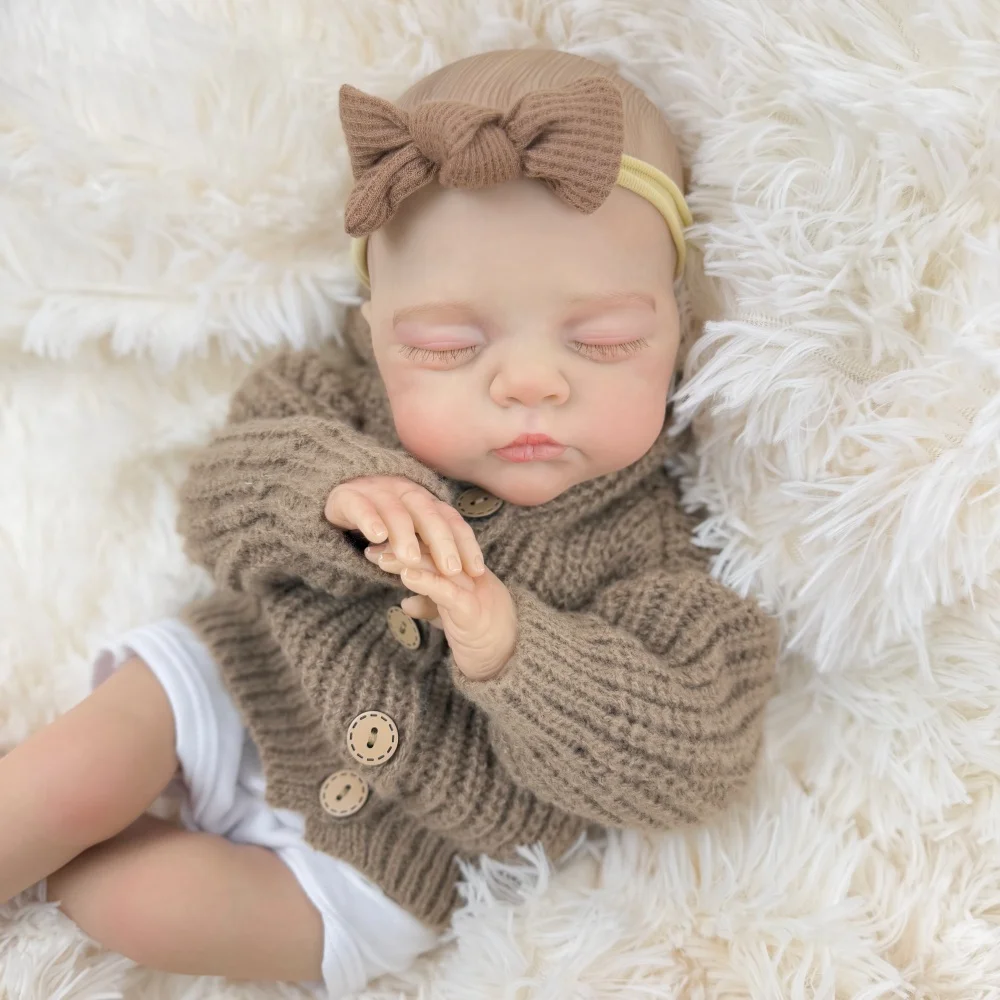 

Кукла-реборн BZDOLL 19 дюймов (48 см) с реалистичным внешним видом спящего младенца, тканевым телом и 3D-кожей, модный подарок на день рождения для девочки