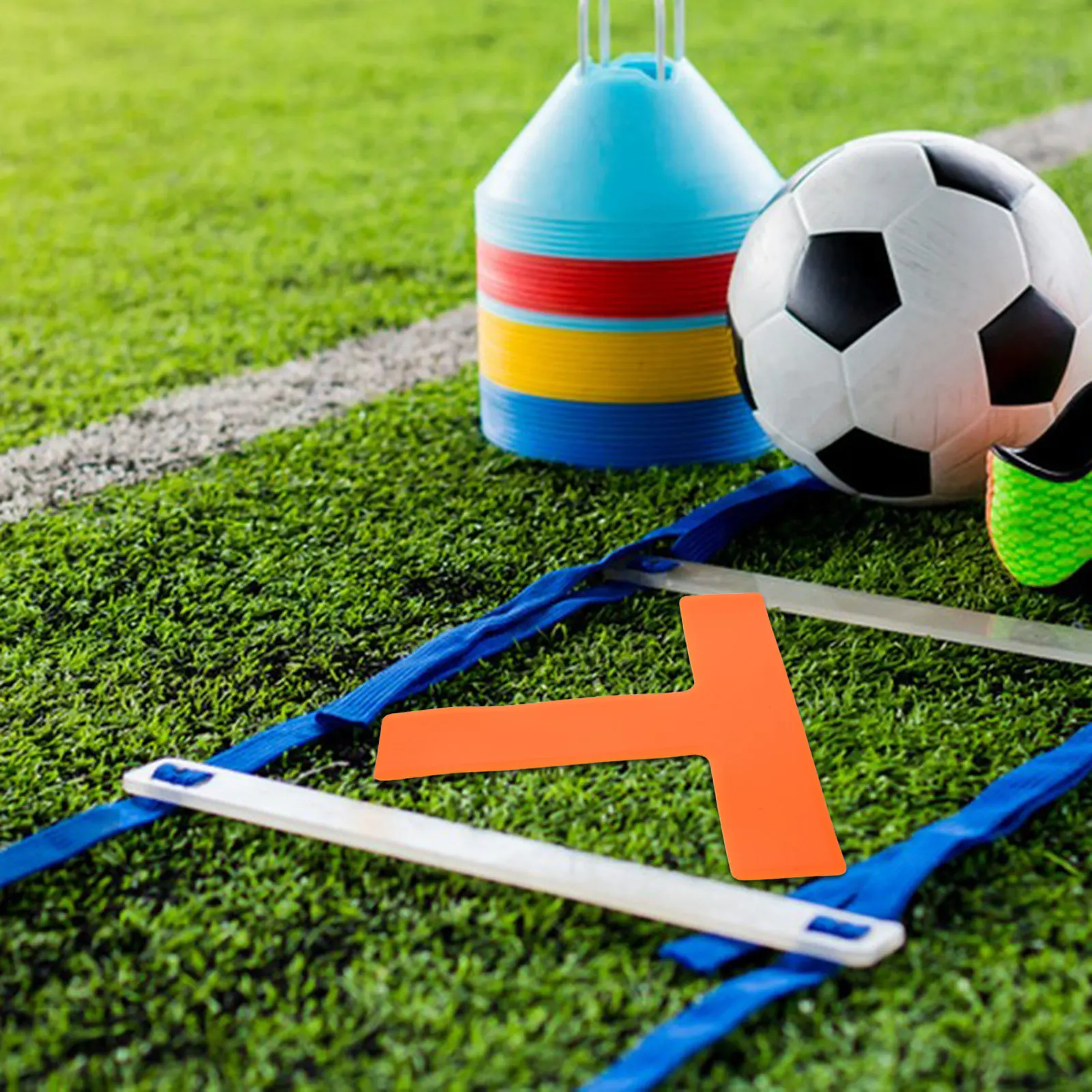 4-個のフラット-t-字型コートマーキングパッド境界マーカーサッカートレーニングバスケットボールテニススポットマーカーカーペット