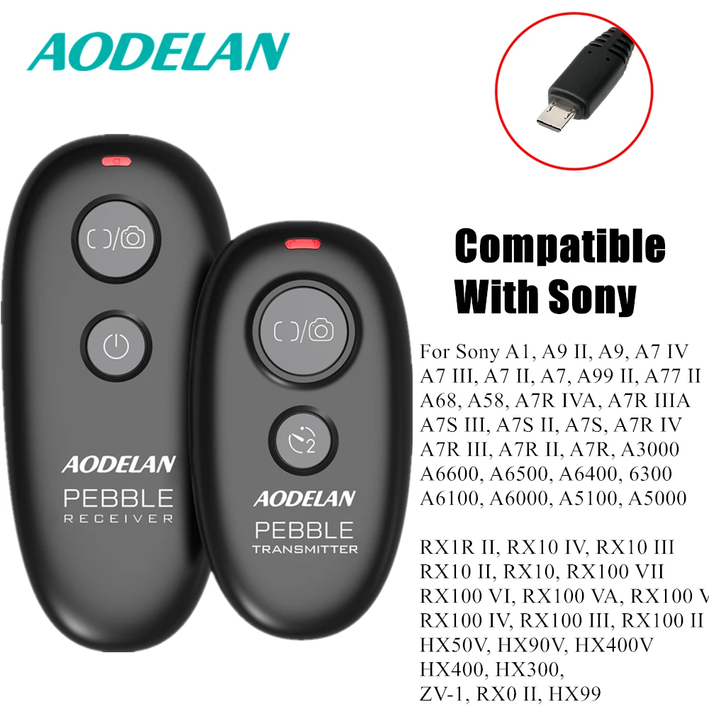 AODELAN 2,4 GHz mini draadloze camera-afstandsbediening, voor lange belichtingsduur, continu/enkelvoudig/vertraagd fotograferen