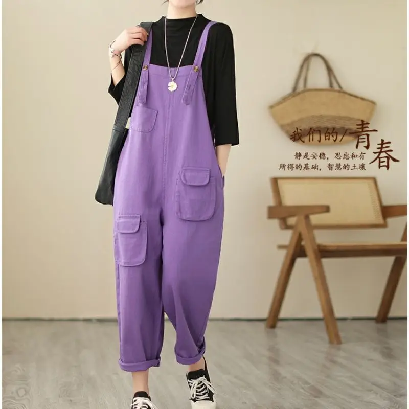 

2023 Spring Summer Fashion Clothing Womens Loose Vintage Overalls Ladies Casual Harem Pants Classic Harajuku 5 Color Jumpsuit