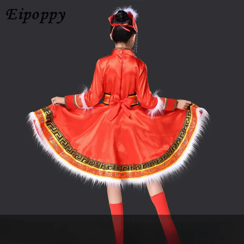 Costume mongolo donna bambini danza mongola costumi di danza mongola ragazze femminili ragazze bambini bacchette abito da ballo