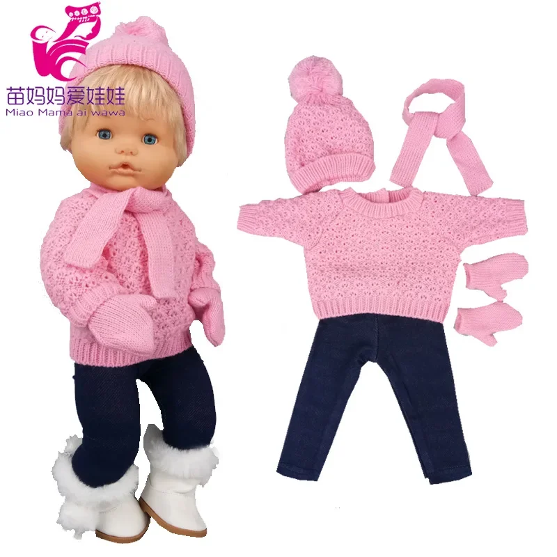 16-calowe ubranka dla lalek Nenuco Różowy sweterek Kapelusz Szalik Ropa Y Su Hermanita 40 Cm Kostiumy dla lalek Zimowy zestaw świąteczny