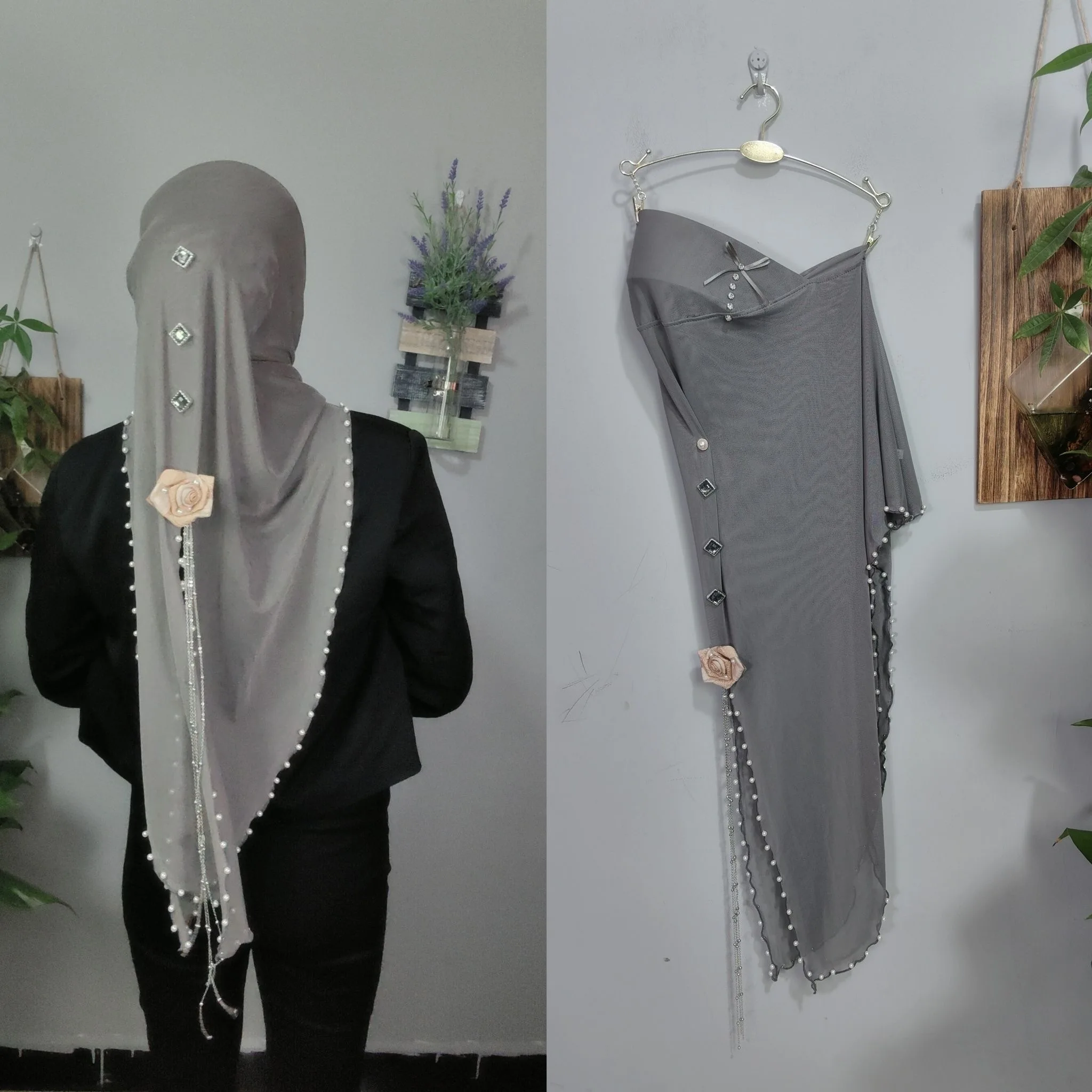 Autumn Easy To Wear Arabic Muslim Rose Shawls Hijab