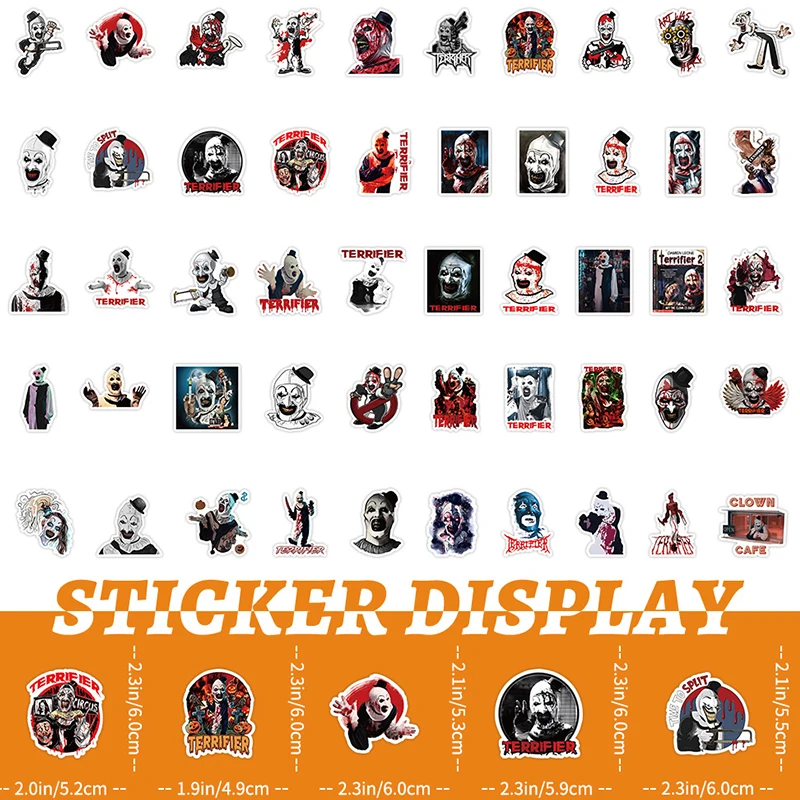 53 Stuks Terrifier Diy Graffiti Stickers Anime Figuur Afbeelding Koelkast/Water Cup Waterdichte Decoratie Sticker Groothandel