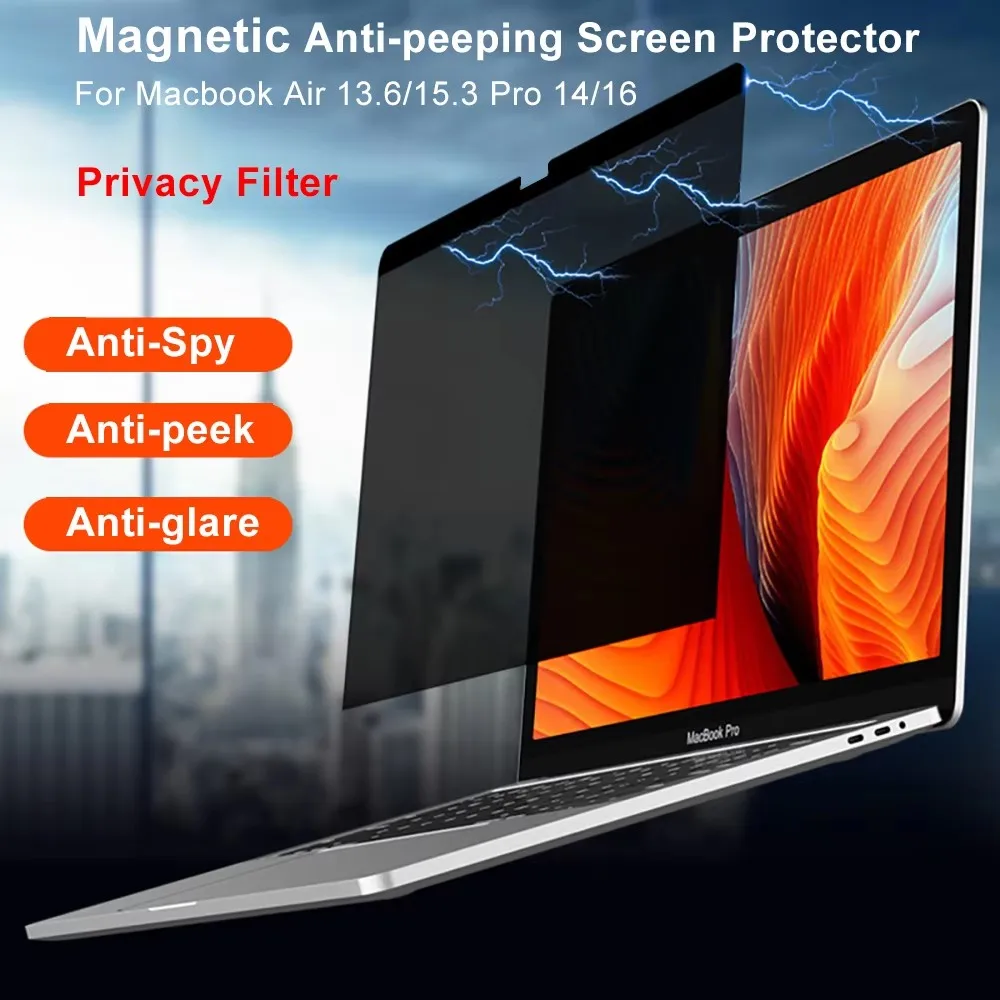 Magnetic Privacy Screen Protector For Macbook M4 M3 M2 Pro14 16  Air 15 13 13.6  Anti-glare/spy Anti-peep Anti Blue Light Film