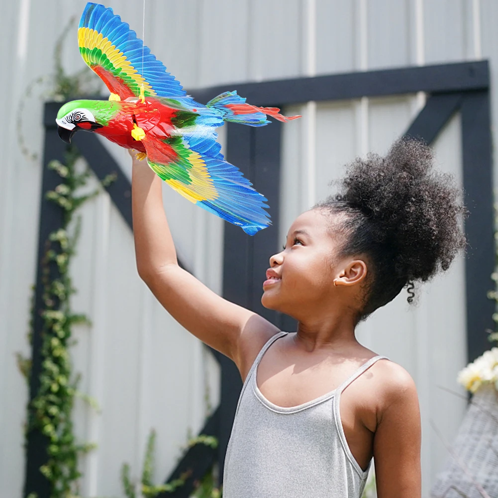Juguete eléctrico con sonido de loro y águila, divertido águila voladora simulada, luz y música sin batería, regalos, decoración de jardín