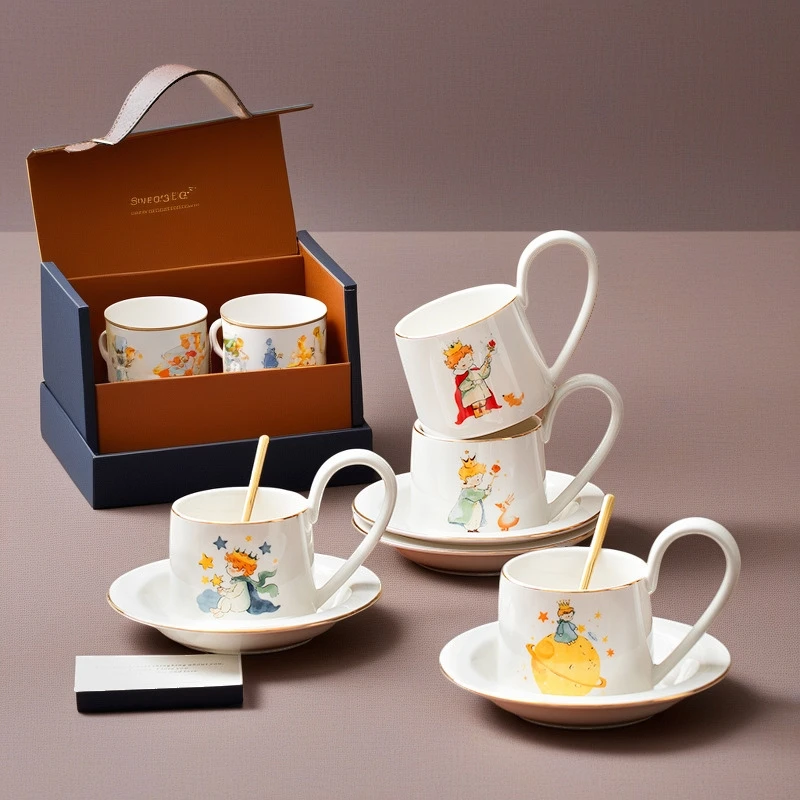 

Ceramic Cup & Saucer Set Gold Rim, Romantic Afternoon Tea For Home Decor, Wedding Favor And Housewarming Gift For Couples, Cozy