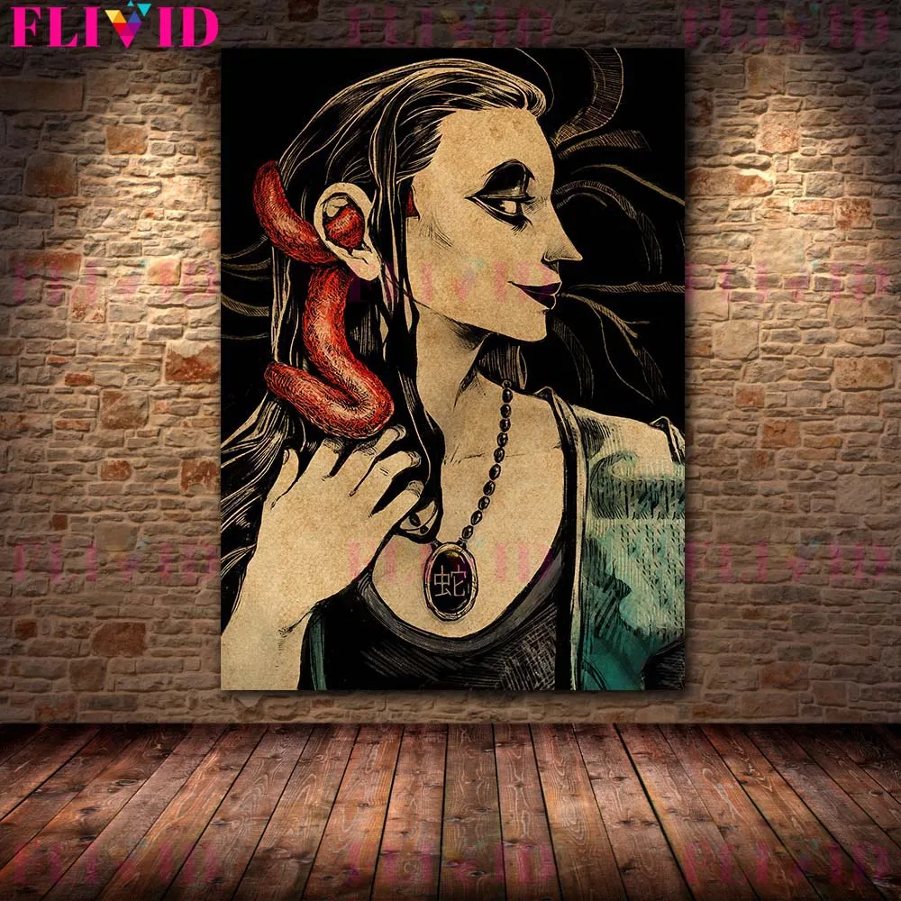Heavenly Eye Prophet Vintage Cartoon Art Poster And Prints Abstract Witch,Elf Retro Wall Art Canvas Painting Home Decor Unframed