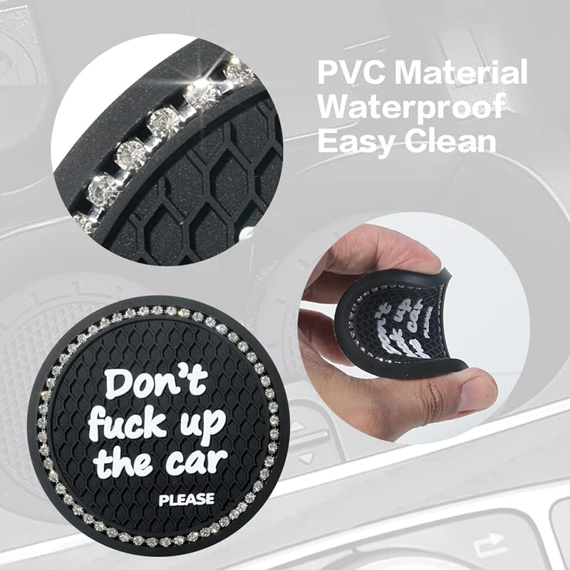 Bling Car Cup Holder Insert Coasters Universal Bling Crystal Vehicle Coasters Car Interior Accessories Anti-Slip Auto Cup Mats