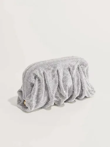 Imagen 2 del producto Bolsos de mano con diamantes de imitación plateados brillantes para mujer, carteras y bolsos de cristal con pliegues de Boutique de tendencia de diseñador de lujo para fiesta de boda 2023