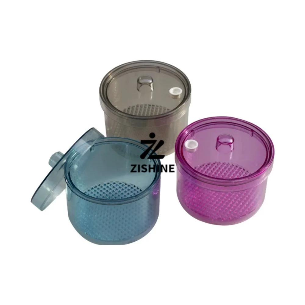 2Pcs Dental Bur Disinfection Soaking Box Autoclave Plastic Sterilizer Case With Strainer Drain Basket Cleaning Jar Container