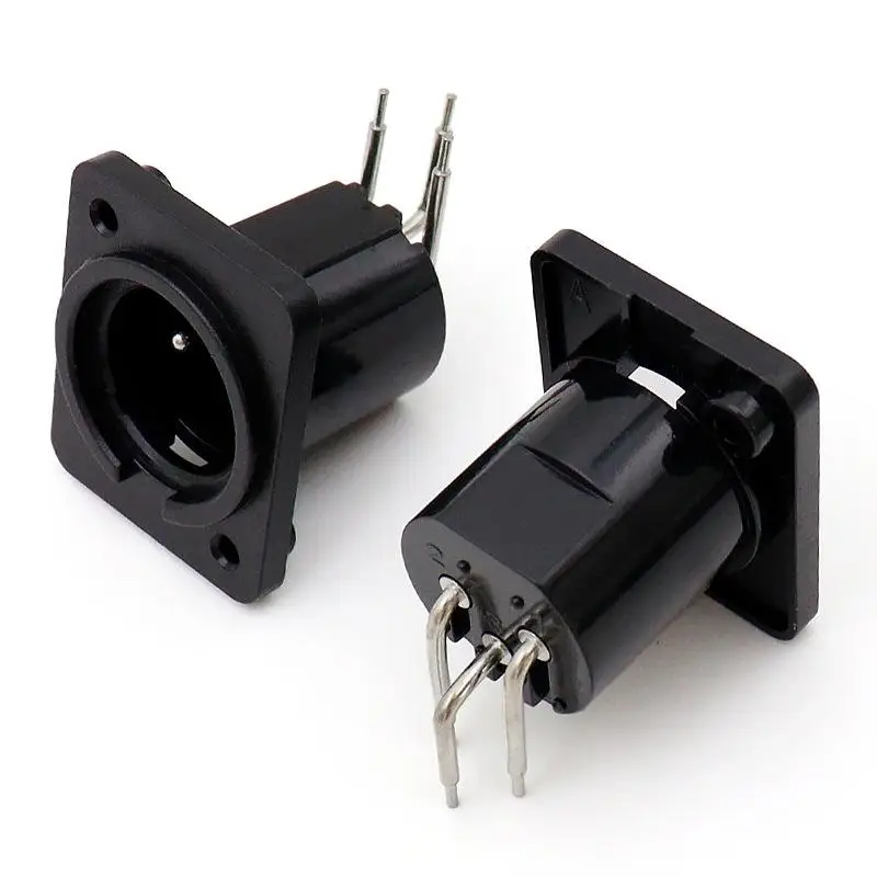 2/10Pcs Male Plug Straight Terminal Panel Mounted Connector 3 Pin Female Jack Panel Mount Black XLR Connector - view 4