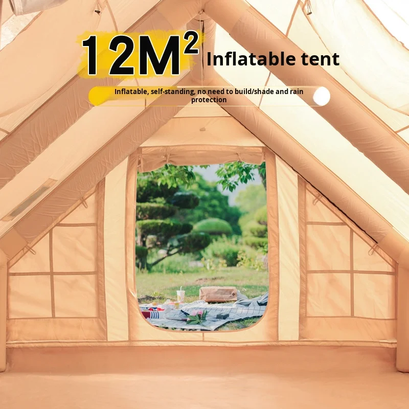 12m2 One Bedroom Portable Inflatable Tent 420D Oxford PVC Freeze-Proof Rainproof Glamping Tent No-Assembly Required