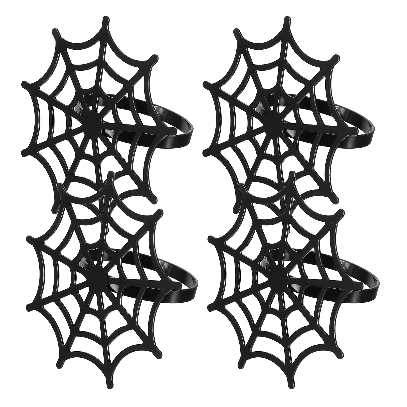 

4 Pcs Napkin Holders Ring Burlap Rings Halloween Party Decoration Spider Webs Black Banquet