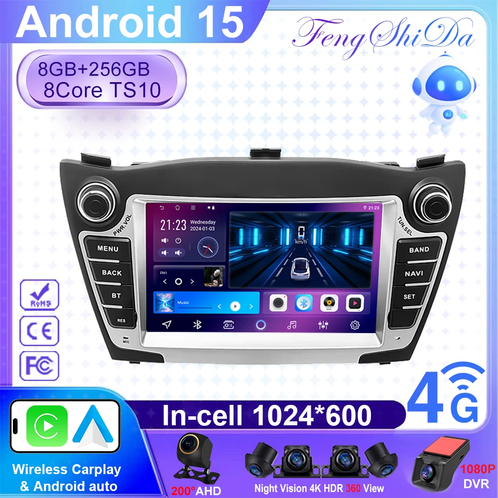 

Auto Radio Android 15 Car For Hyundai Tucson 2 LMX35 2009-2015 Multimedia Dash Cam Player ScreenGPS Navigation Head Unit DVD
