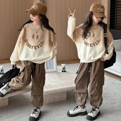 Kids Clothing Sets For Girls Round Neck Smiley Face Print Fashion Clothing Sets Casual Style Girls Clothing Sets Girl Clothes