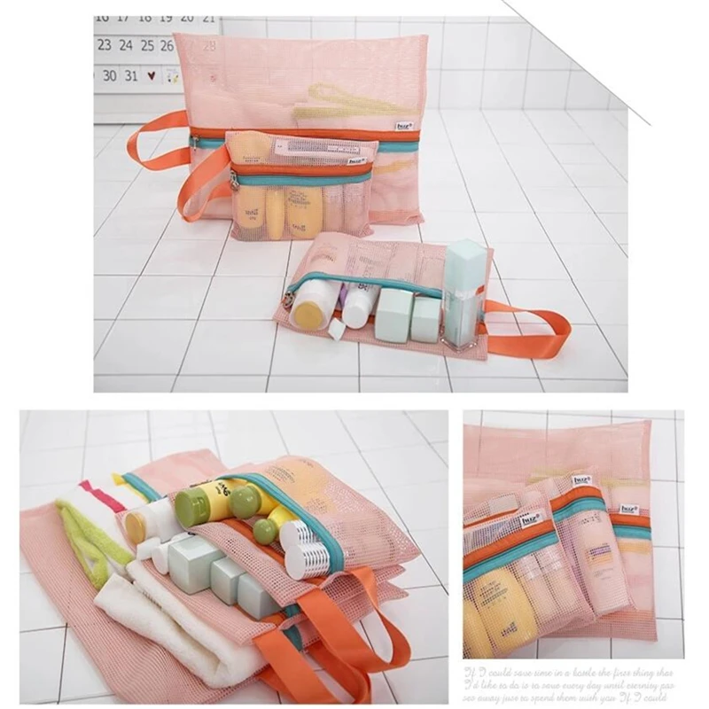 4pcs/set Travel Storage Bag Portable Travel Mesh Bag Case Toiletry Clothes Underwear Hanging Storage Bag Organizer Pouch i896418