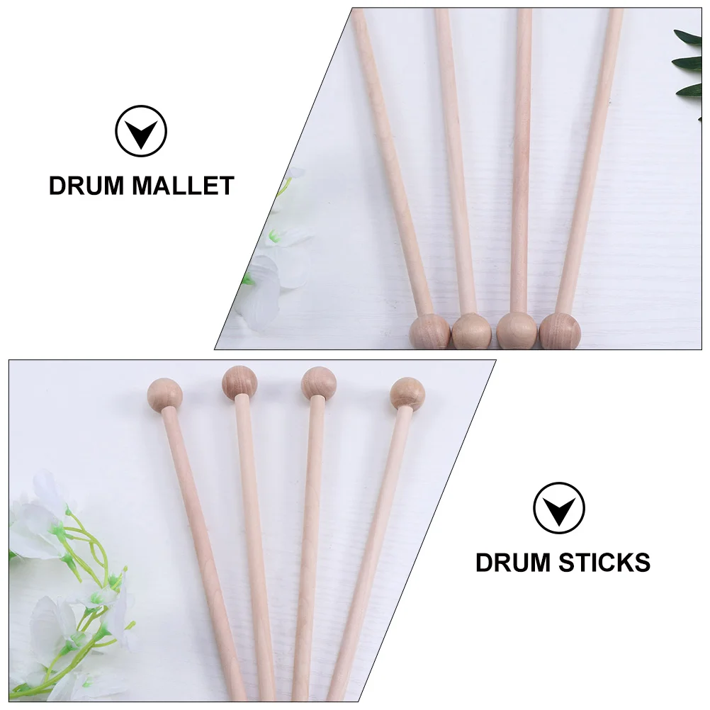 12 Pcs Percussion Hammer Drum Stick Timbales Chime Sticks Wood Mallet Xylophone Blank Guide Instruments Bending