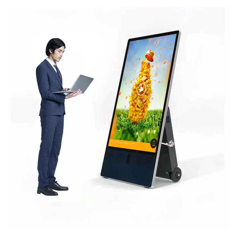

Portable Touch Display Ip65 Waterproof Mobile Screen Stand 43inch Outdoor Player With Battery Powered Billboards For Advertising