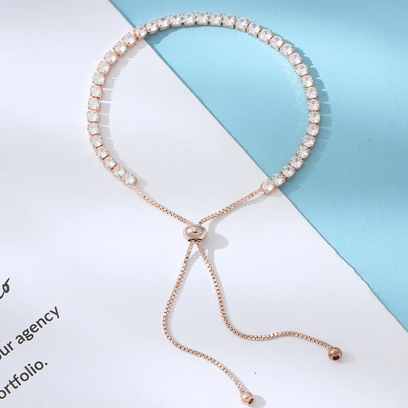 2023 New Style Charm Bracelets Cubic Zirconia Chain Fit Brand Adjustable Chain Bracelets Bangles For Women Couple Jewelry Gift