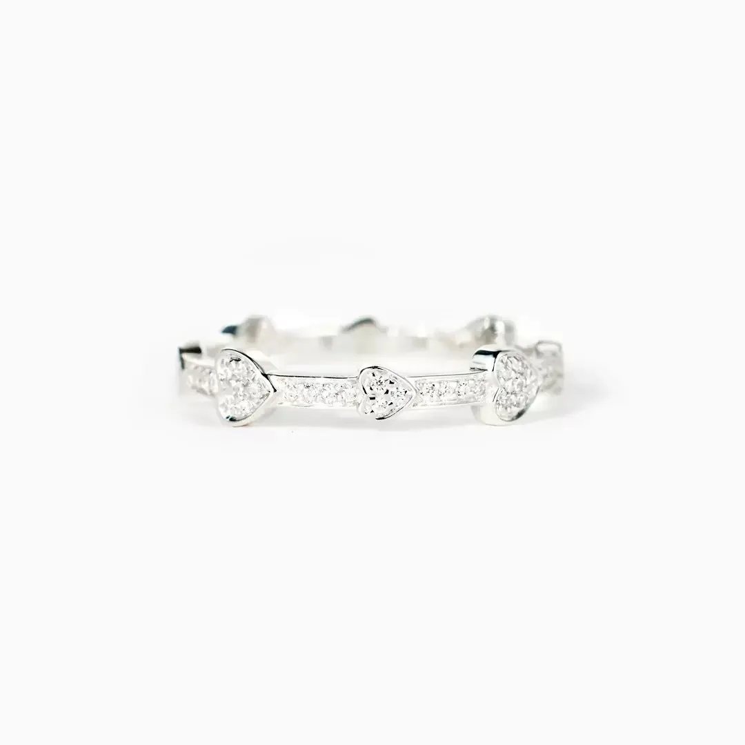 

Withered S925 Pure Silver Heart-shaped Chain Ring For Women Simple And Fashionable Food Ring
