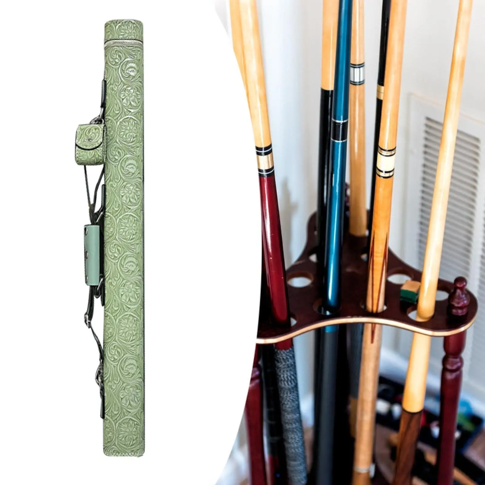 

Чехол для бильярдных палок с 2 отверстиями, компактный портативный чехол на молнии для переноски бильярдных палок, портативный чехол для переноски бильярдных кий из искусственной кожи