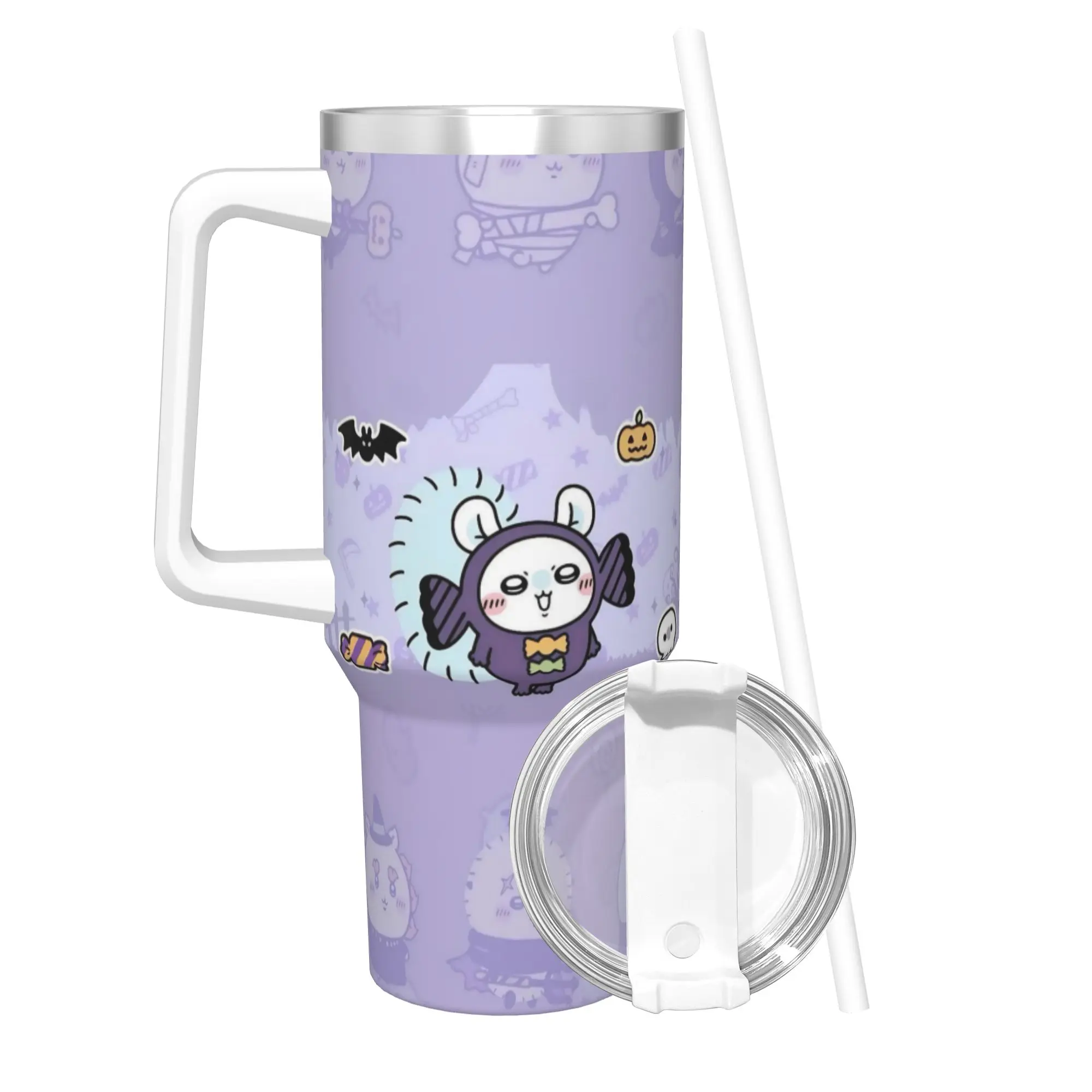 Stainless Steel Tumbler Momongas Halloween Chiikawas  Thermal Mug  Leakproof Cold Drink Car Mugs Travel Water Bottle