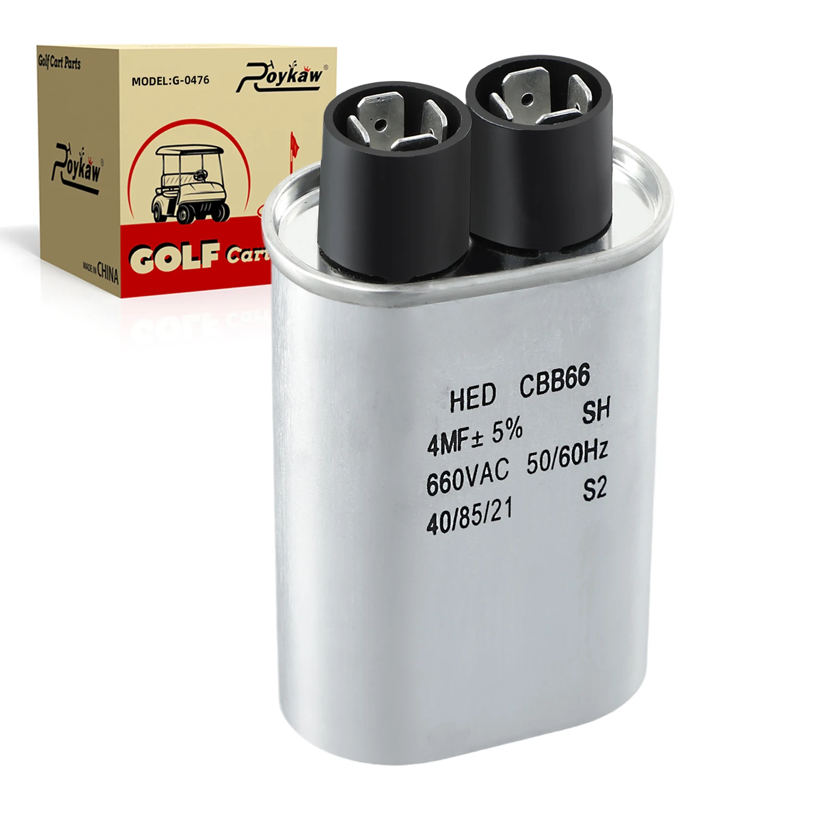 

Roykaw Golf Cart 4μF Capacitor, 4 MFD/660 VAC Lester Capacitor Fit for EZGO Power Wise II & Lester Models, OEM# 1015939