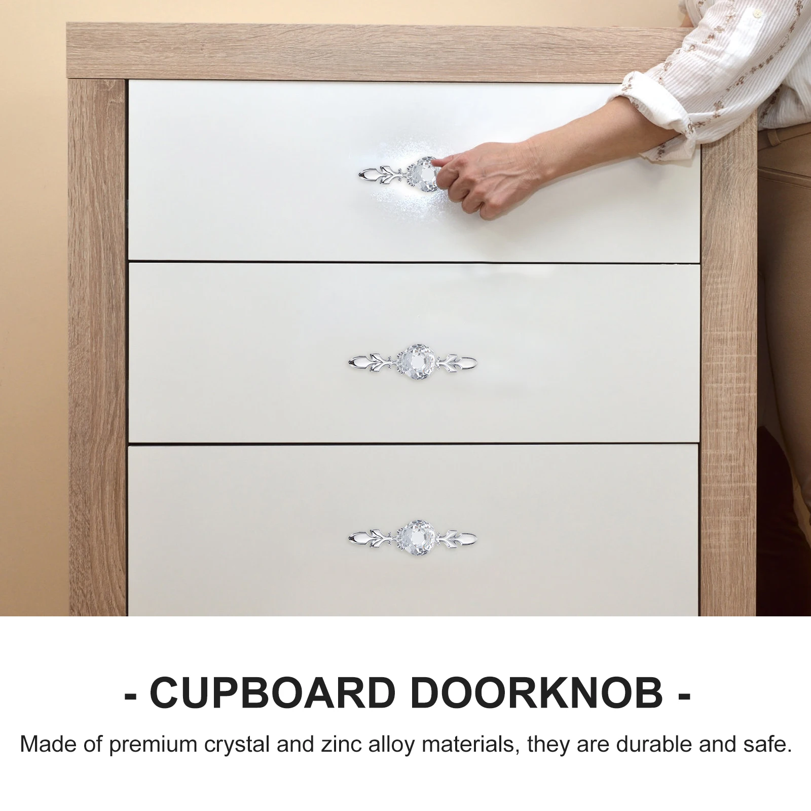 

4Pcs Exquisite Crystal Doorknobs Durable Safe Stylish Modern Cabinet Wardrobe Closet Installation High Grade Furniture Handle