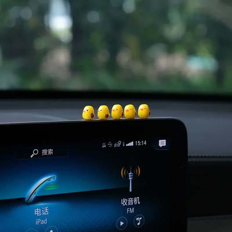 5Pcs Lovely Mini Duck Car Decoration Ornaments, Dashboard & Rearview Mirror Decor for Men Women Auto Gift