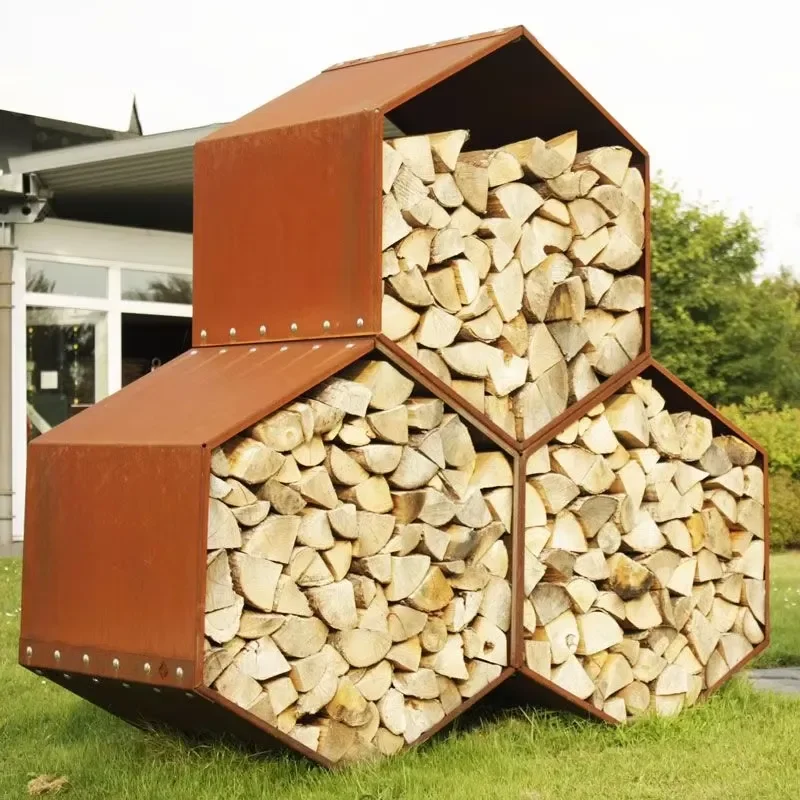 30 In. Hexagon Steel Honeycomb Firewood Log Rack
