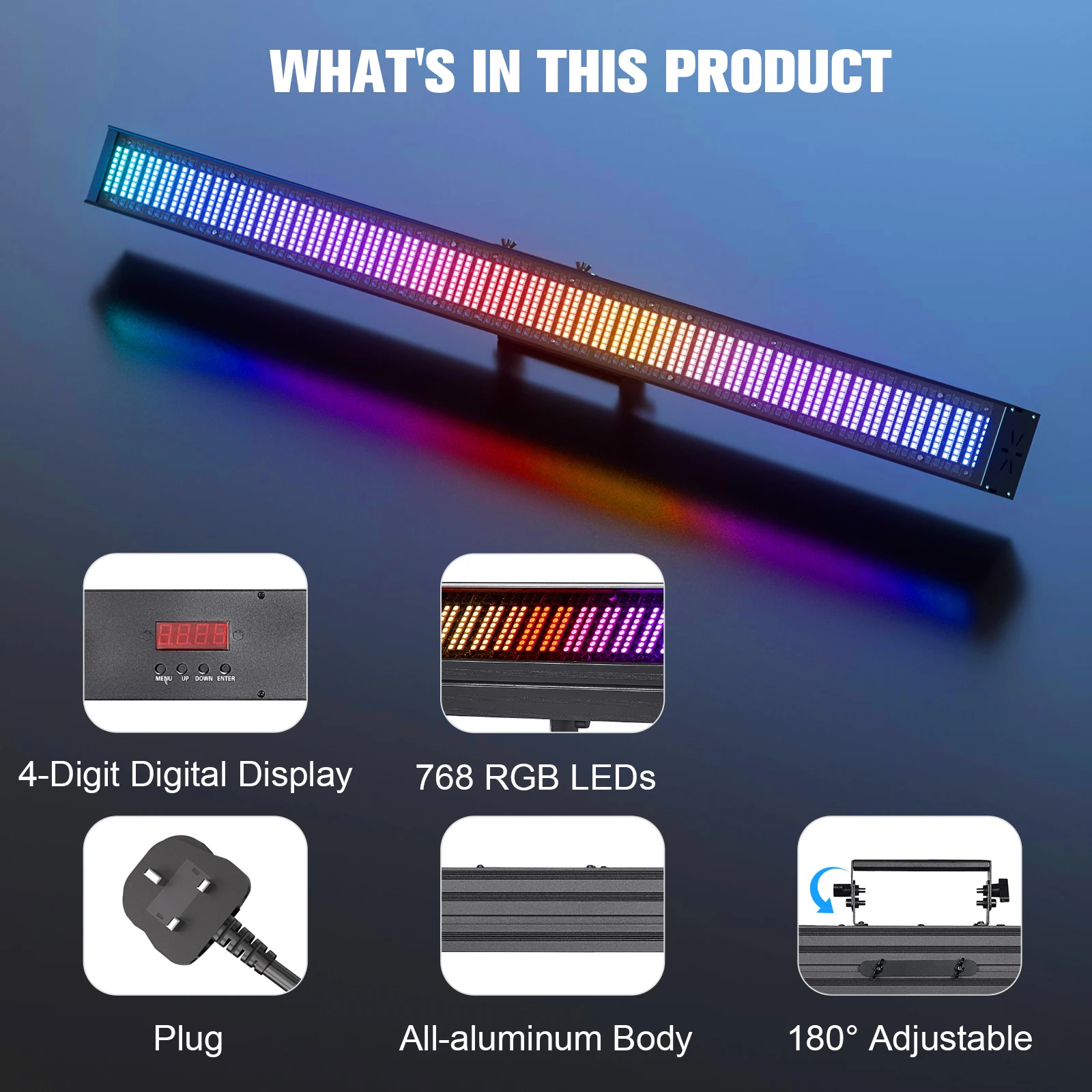 Yiflamefly 2Pcs 150W RGB 768LEDs Wall Washer Lights Pixel Stage Light Bar With Strobe/Fade/Pulse For Wedding Party KTV Bar Show