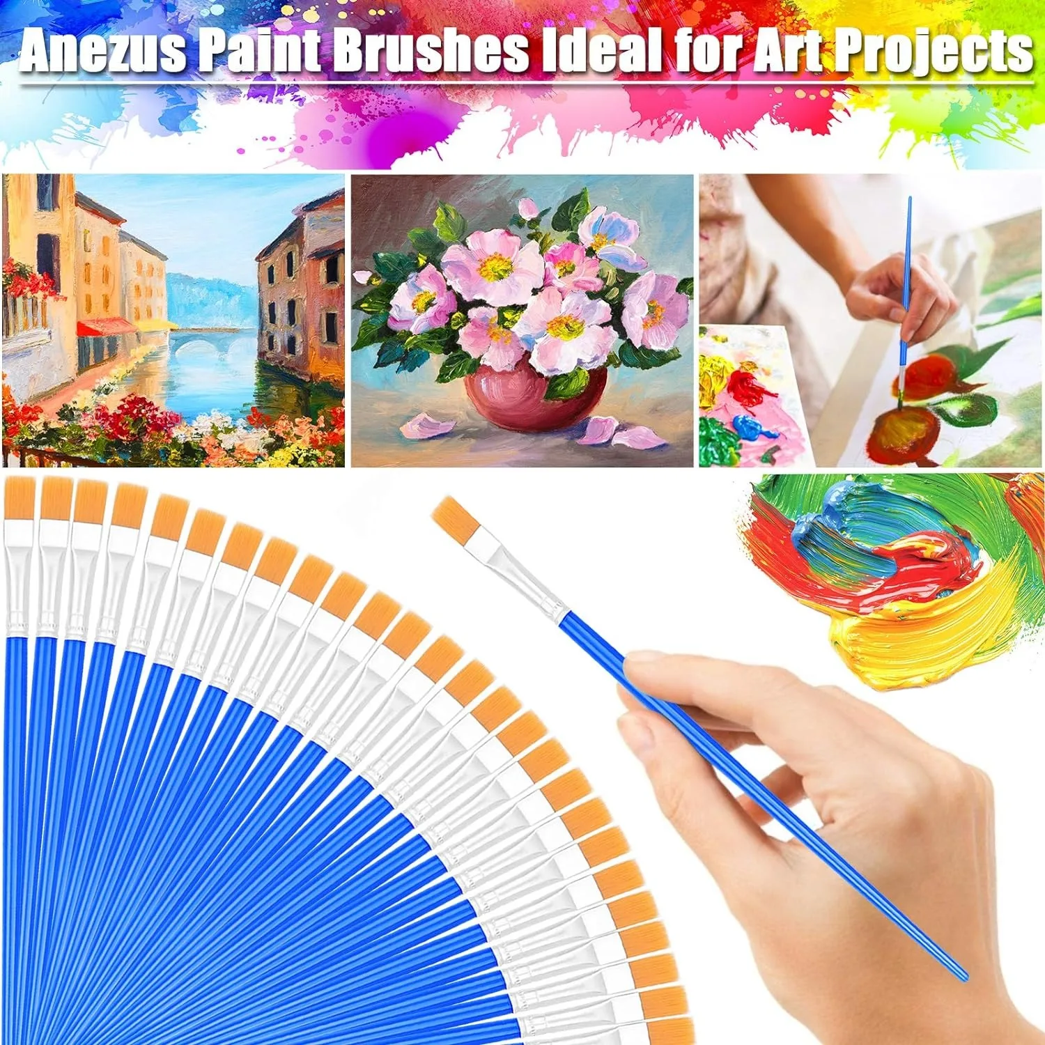 30Pcs/set Paint Brushes Set for Kids Acrylic with Flat Round Pointed Paint Brushes Pottery Craft Watercolor Oil Painting Brushes