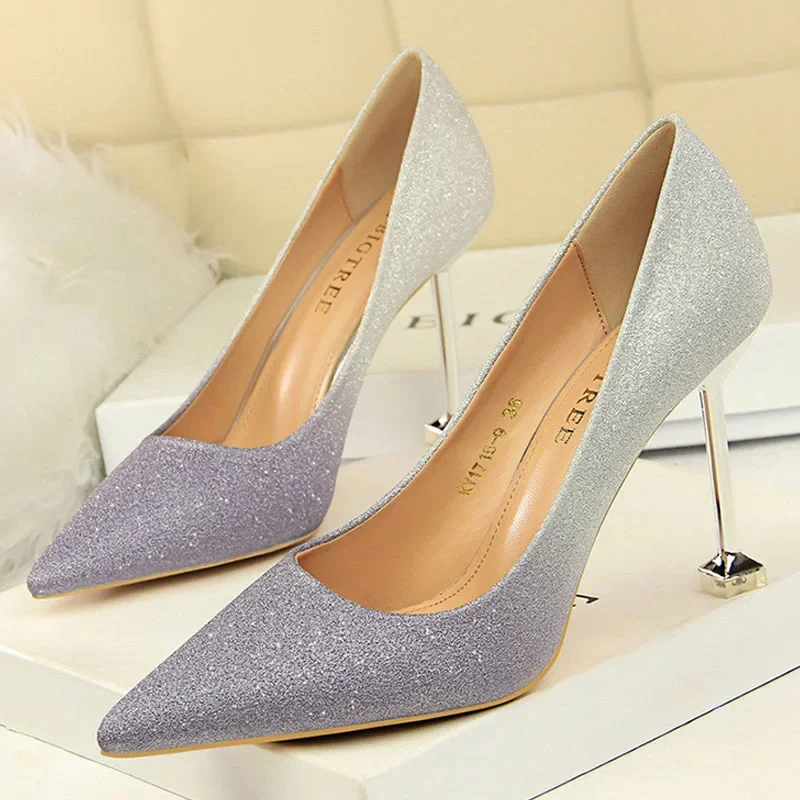 

Shoes Gradient Color Woman Pumps Stiletto Wedding Shoes High Heels Sexy Party Shoes Women Heels Gold Pink Heeled