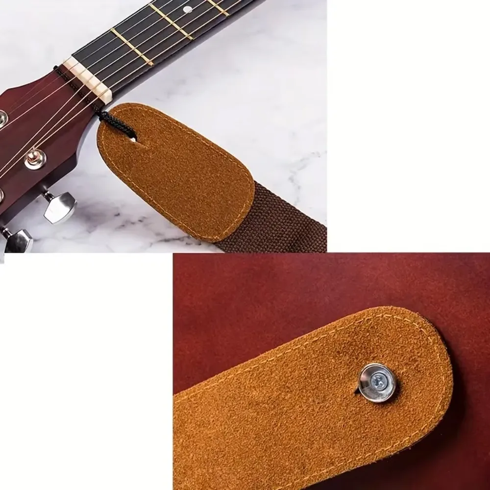 1pc Leather Woven Edging Cotton Guitar Strap, Textured & Wear-Resistant, Fits Acoustic / Electric / Classical Guitars